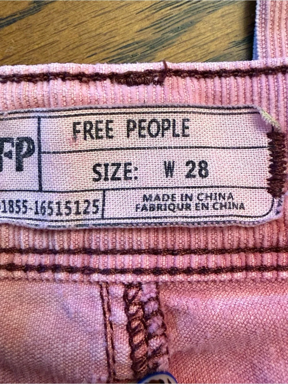 Free People Pink Acid Wash Corduroy Skinny Pants Jeans Women's Size 28 Fine Wale